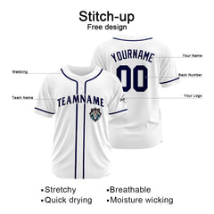 Benutzerdefinierte Baseball Jersey Personalisierte Baseball Shirt genäht und Druck Weiß