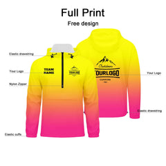 Anpassbare Gelb Rosa Winddichte Softshell Kapuzenjacke - Vollverschluss, Logo- & Text-Druck