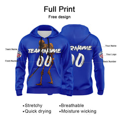 Benutzerdefinierter Sweatshirt-Hoodie für Mann, Frau, Mädchen, Junge. Drucken Sie Ihr Logo, Ihren Namen und Ihre Nummer Blau