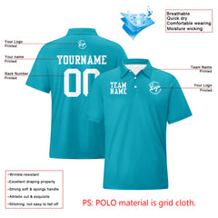 Benutzerdefinierte Aqua Weiß Fußball Gradient Polo-Shirts Fügen Sie Ihr Einzigartiges hinzu Logo/Name/Nummer