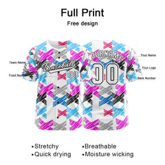 Benutzerdefiniert Weiß Rosa Baseball Uniformen Drucken für Jungs Mädchen und Kinder Machen Ihr Team Mehr Vielfältig