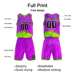 Benutzerdefinierter Lila Grün Basketball Jersey Uniform Anzug gedruckt Ihr Logo Name Nummer