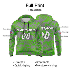 Benutzerdefinierter Sweatshirt-Hoodie für Mann, Frau, Mädchen, Junge. Drucken Sie Ihr Logo, Ihren Namen und Ihre Nummer Grün&Grau