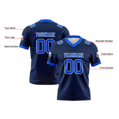 Benutzerdefinierte Marine Blau Fußball Trikots Personalisierter Name Nummer Logo