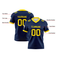 Benutzerdefinierte Marine Gelb Fußball Trikots Personalisierter Name Nummer Logo