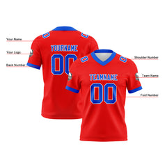 Benutzerdefinierte Rot Blau Fußball Trikots Personalisierter Name Nummer Logo