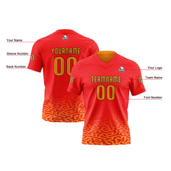 Benutzerdefinierte Rot Orange Reversibel Fußball Trikot Personalisierte Gradient Fußball Shirts für Männer gedruckt Team Name Nummer Logo