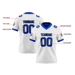 Benutzerdefinierte Weiß Royal Reversibel Genäht Fußball Trikot Personalisierte Fußball Shirts für Männer gedruckt Team Name Nummer Logo