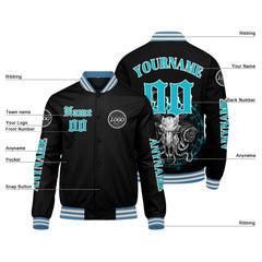 Maßgeschneiderte Hellblau Letterman Varsity Jacket Individuelle Stickerei Druck nach Ihrem Wunsch