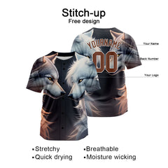 Benutzerdefinierte Baseball Jersey Personalisierte Baseball Shirt genäht und Druck Samurai Wolf