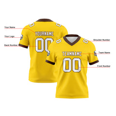 Benutzerdefinierte Gelb Braun Fußball Trikots Personalisierter Name Nummer Logo