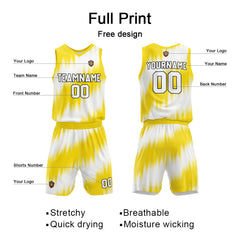 Benutzerdefinierte Gelb Reversible Basketball Jersey Personalisierte Name Nummernlogo drucken