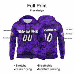Benutzerdefinierter Sweatshirt-Hoodie für Mann, Frau, Mädchen, Junge. Drucken Sie Ihr Logo, Ihren Namen und Ihre Nummer Lila