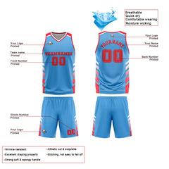 Benutzerdefinierter Blau Rot Basketball Jersey Uniform Anzug gedruckt Ihr Logo Name Nummer