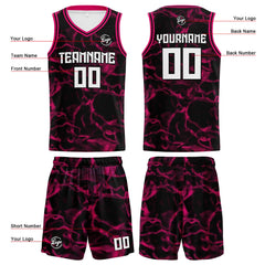 Benutzerdefinierte Schwarz Rosa Reversible Basketball Jersey Personalisierte Print Name Nummer Logo