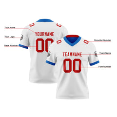 Benutzerdefinierte Weiß Blau Rot Reversibel Genäht Fußball Trikot Personalisierte Fußball Shirts für Männer gedruckt Team Name Nummer Logo