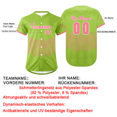 Benutzerdefiniert Grün Rosa Personalisierter Baseball Jersey mit Farbverlauf Team Uniform mit Namen und Nummer
