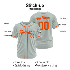 Benutzerdefinierte Authentisch Baseball-Trikot Grau-Orange
