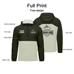 Anpassbare Armee Grün Winddichte Softshell Kapuzenjacke - Vollverschluss, Logo- & Text-Druck