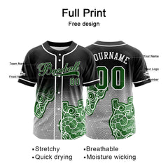 Benutzerdefiniert Schwarz Grau Grün Baseball Uniformen Drucken für Jungs Mädchen und Kinder Machen Ihr Team Mehr Vielfältig