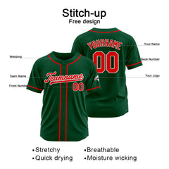 Benutzerdefinierte Authentisch Baseball-Trikot Dunkel Grün-Rot