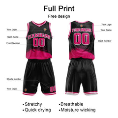 Benutzerdefinierter Schwarze Rose Basketball Jersey Uniform Anzug gedruckt Ihr Logo Name Nummer