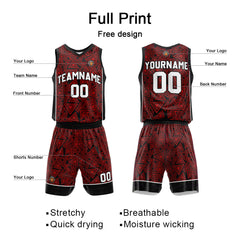 Benutzerdefinierte Rot Reversible Basketball Jersey Personalisierte Name Nummernlogo drucken