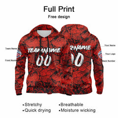 Benutzerdefinierter Sweatshirt-Hoodie für Mann, Frau, Mädchen, Junge. Drucken Sie Ihr Logo, Ihren Namen und Ihre Nummer Rot