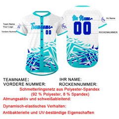 Benutzerdefiniert Weiß Cyan Personalisierter Baseball Jersey mit Farbverlauf Team Uniform mit Namen und Nummer