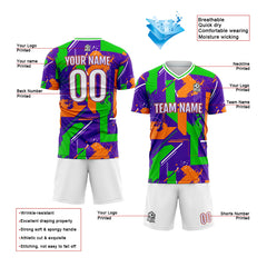 Benutzerdefinierte Lila Orange Fußball Trikots für Männer Frauen Personalisierte Fußball Uniformen für Erwachsene und Kind