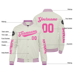 Maßgeschneiderte Creme Letterman Varsity Jacket Individuelle Stickerei Druck nach Ihrem Wunsch