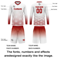 Kundenspezifisches Rot Weiß Basketball Fußball Schießen langes T-Shirt für Erwachsene und Kinder