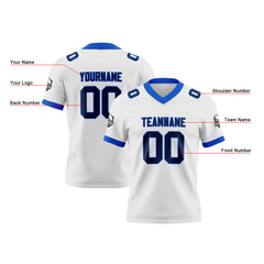 Benutzerdefinierte Weiß Marine Fußball Trikots Personalisierter Name Nummer Logo