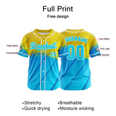 Benutzerdefiniert Gelb Blau Baseball Uniformen Drucken für Jungs Mädchen und Kinder Machen Ihr Team Mehr Vielfältig