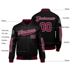 Maßgeschneiderte Crimson Schwarz Letterman Varsity Jacket Individuelle Stickerei Druck nach Ihrem Wunsch