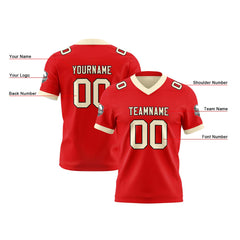 Benutzerdefinierte Rot Creme Reversibel Genäht Fußball Trikot Personalisierte Fußball Shirts für Männer gedruckt Team Name Nummer Logo