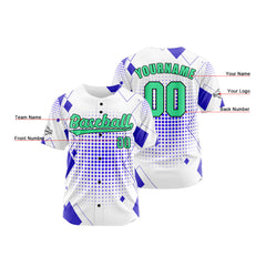 Benutzerdefiniert Weiß Blau Baseball Uniformen Drucken für Jungs Mädchen und Kinder Machen Ihr Team Mehr Vielfältig