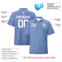 Benutzerdefinierte Grau Blau Weiß Fußball Polo-Shirts Fügen Sie Ihr Einzigartiges hinzu Logo/Name/Nummer