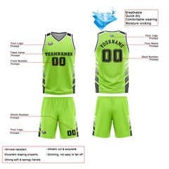 Benutzerdefinierter Grün Schwarz Basketball Jersey Uniform Anzug gedruckt Ihr Logo Name Nummer
