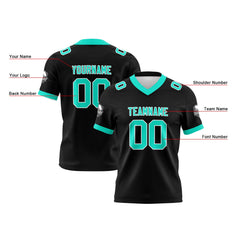 Benutzerdefinierte Schwarz Weiß Teal Reversibel Genäht Fußball Trikot Personalisierte Fußball Shirts für Männer gedruckt Team Name Nummer Logo