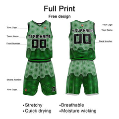 Benutzerdefinierter Dunkelgrün Basketball Jersey Uniform Anzug gedruckt Ihr Logo Name Nummer