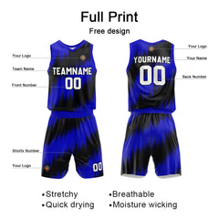 Benutzerdefinierte Royal Reversible Basketball Jersey Personalisierte Name Nummernlogo drucken