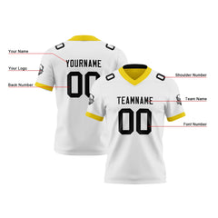 Benutzerdefinierte Weiß Gelb Reversibel Genäht Fußball Trikot Personalisierte Fußball Shirts für Männer gedruckt Team Name Nummer Logo