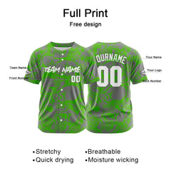 Benutzerdefinierte Baseball Jersey Personalisierte Baseball Shirt genäht und Druck Grün&Grau
