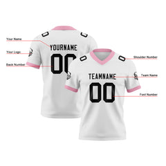Benutzerdefinierte Weiß Rosa Fußball Trikots Personalisierter Name Nummer Logo