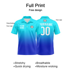 Benutzerdefinierte Hellblau Blau Fußball Polo-Shirts Fügen Sie Ihr Einzigartiges hinzu Logo/Name/Nummer