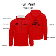 Anpassbare Rot Winddichte Softshell Kapuzenjacke - Vollverschluss, Logo- & Text-Druck