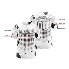 Benutzerdefiniert Weiß Schwarz Baseball Uniformen Drucken für Jungs Mädchen und Kinder Machen Ihr Team Mehr Vielfältig