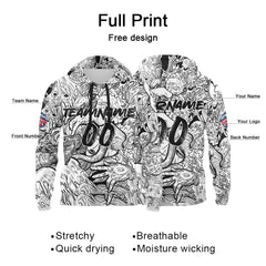 Benutzerdefinierter Sweatshirt-Hoodie für Mann, Frau, Mädchen, Junge. Drucken Sie Ihr Logo, Ihren Namen und Ihre Nummer Weiß