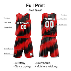 Benutzerdefinierte Rot Reversible Basketball Jersey Personalisierte Name Nummernlogo drucken